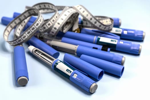 Insulin injection pen or insulin cartridge pen for diabetics and weight loss. Medical equipment for diabetes parients.