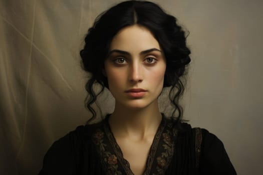 Portrait of a Caucasian woman with black hair