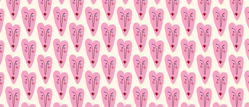 Pattern with love Valentine hearts. Template holiday illustration. Valentines cute romantic cartoon hearts .