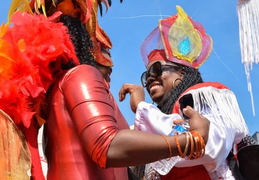 LE MANS, FRANCE - APRIL 22, 2017: Festival Europe jazz A woman ready for dancing in Caribbean costumes