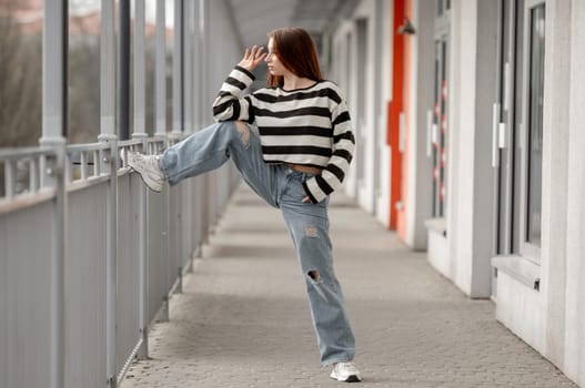 Beautiful Young Teenage Girl Poses Elegantly