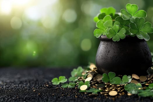 St. Patrick's Day background: Irish heritage, holiday spirit, lucky charm, decorative flyer, poster design, cheerful greeting, celebration theme, copy space, festive atmosphere, invitation card
