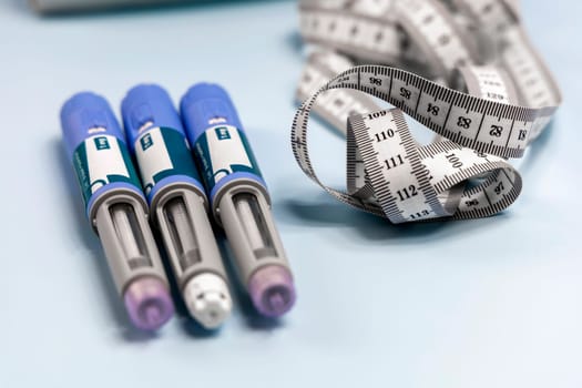 Ozempic Insulin injection pen or insulin cartridge pen for diabetics. Medical equipment for diabetes parients.
