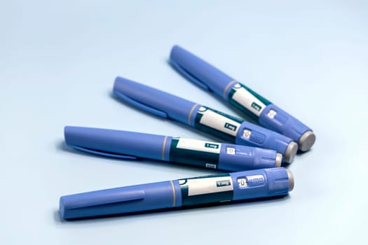 Ozempic Insulin injection pen or insulin cartridge pen for diabetics. Medical equipment for diabetes parients.