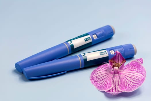 Ozempic Insulin injection pen or insulin cartridge pen for diabetics. Medical equipment for diabetes parients.
