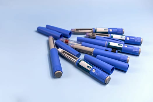 Ozempic Insulin injection pen or insulin cartridge pen for diabetics and weight loss. Medical equipment for diabetes parients.