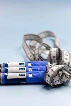 Ozempic Insulin injection pen or insulin cartridge pen for diabetics. Medical equipment for diabetes parients.