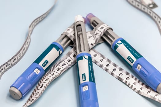 Ozempic Insulin injection pen or insulin cartridge pen for diabetics. Medical equipment for diabetes parients.