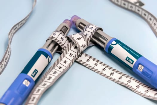 Ozempic Insulin injection pen or insulin cartridge pen for diabetics. Medical equipment for diabetes parients.