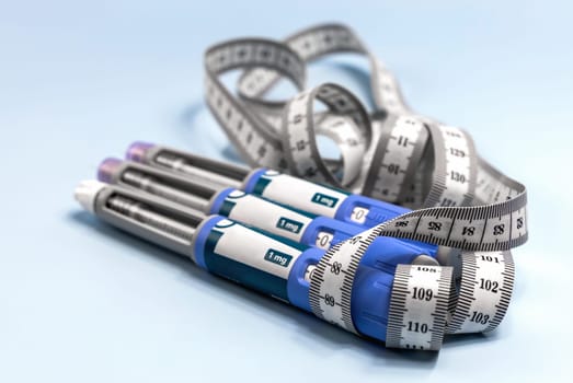 Insulin injection pen or insulin cartridge pen for diabetics and weight loss. Medical equipment for diabetes parients.