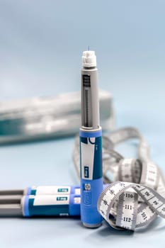 Ozempic Insulin injection pen or insulin cartridge pen for diabetics. Medical equipment for diabetes parients.