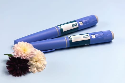 Insulin injection pen or insulin cartridge pen for diabetics and weight loss. Medical equipment for diabetes parients.