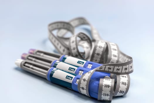 Insulin injection pen or insulin cartridge pen for diabetics and weight loss. Medical equipment for diabetes parients.