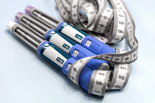 Insulin injection pen or insulin cartridge pen for diabetics and weight loss. Medical equipment for diabetes parients.