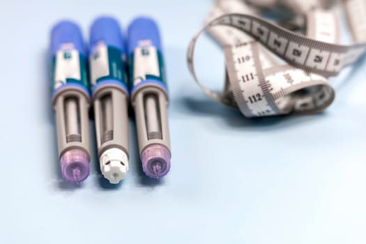 Ozempic Insulin injection pen or insulin cartridge pen for diabetics. Medical equipment for diabetes parients.