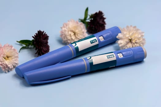Ozempic Insulin injection pen or insulin cartridge pen for diabetics. Medical equipment for diabetes parients.