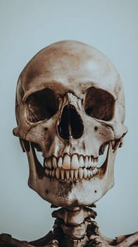 A close-up of a human skull, showcasing its detailed structure.