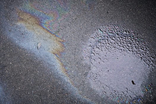 Automotive Fluid Marks on Parking Lot Surface.