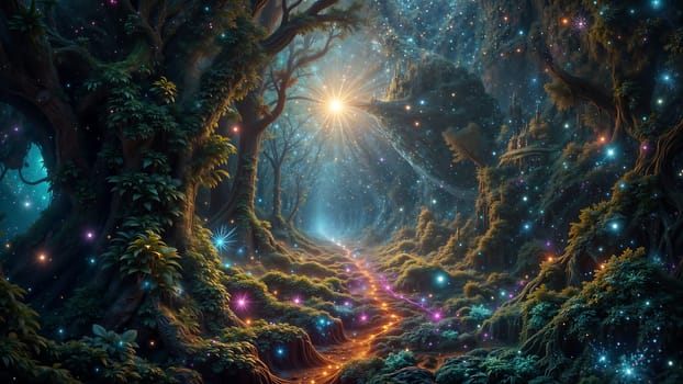Beautiful landscape overlooking the magical forest