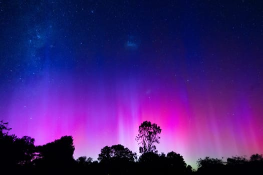 YACKANDANDAH, AUSTRALIA - JANUARY 1, 2025: Aurora Australis makes an appearance on New Years Day on January 1st 2025