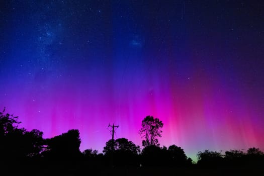YACKANDANDAH, AUSTRALIA - JANUARY 1, 2025: Aurora Australis makes an appearance on New Years Day on January 1st 2025