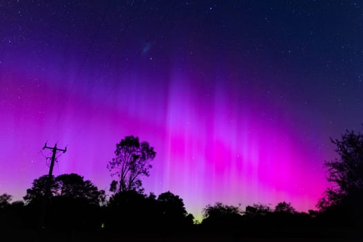 YACKANDANDAH, AUSTRALIA - JANUARY 1, 2025: Aurora Australis makes an appearance on New Years Day on January 1st 2025