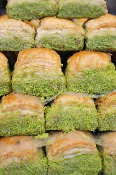 handmade turkish dessert baklava on table ,