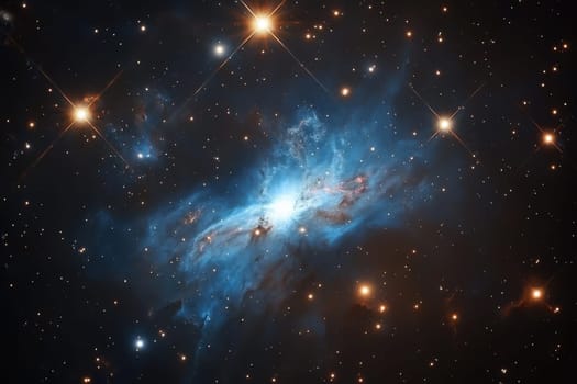 Experience a tranquil view of the luminous blue heavens, showcasing brilliant stars and the expansive universe filled with cosmic wonders.