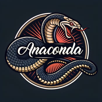 A striking logo illustration features a menacing anaconda poised to strike, designed with intricate scales and dynamic colors against a dark backdrop - Generative AI