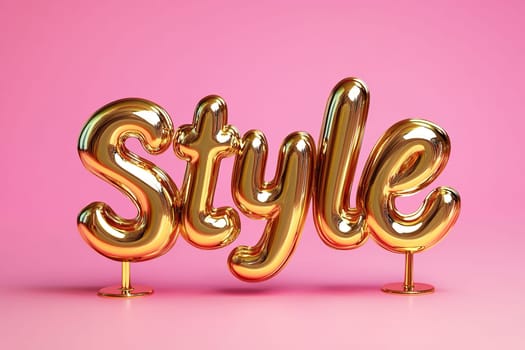 Realistic luxury gold style on pink background. Metallic gold statuette style.
