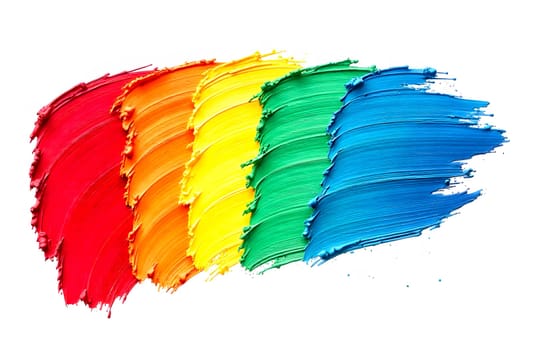 Bold red, orange, yellow, green, and blue paint strokes line a smooth surface, showcasing creativity and artistic expression.