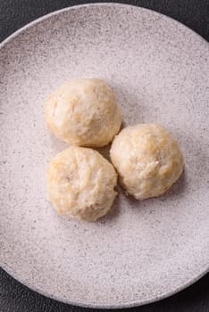 Delicious healthy steamed chicken cutlets or minced meatballs. Diet food dish