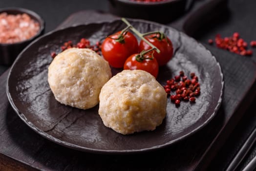 Delicious healthy steamed chicken cutlets or minced meatballs. Diet food dish