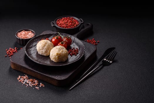 Delicious healthy steamed chicken cutlets or minced meatballs. Diet food dish