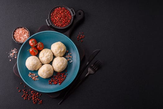 Delicious healthy steamed chicken cutlets or minced meatballs. Diet food dish