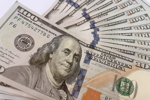US Dollar Banknotes.A close-up view of various US dollar banknotes. Finance and economy concept.