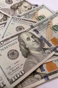 US Dollar Banknotes.A close-up view of various US dollar banknotes. Finance and economy concept.