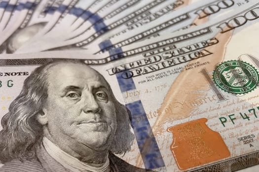 US Dollar Banknotes.A close-up view of various US dollar banknotes. Finance and economy concept.