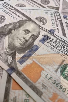 US Dollar Banknotes.A close-up view of various US dollar banknotes. Finance and economy concept.