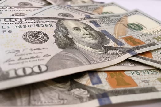US Dollar Banknotes.A close-up view of various US dollar banknotes. Finance and economy concept.