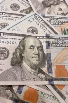 US Dollar Banknotes.A close-up view of various US dollar banknotes. Finance and economy concept.
