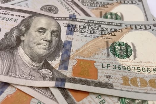 US Dollar Banknotes.A close-up view of various US dollar banknotes. Finance and economy concept.