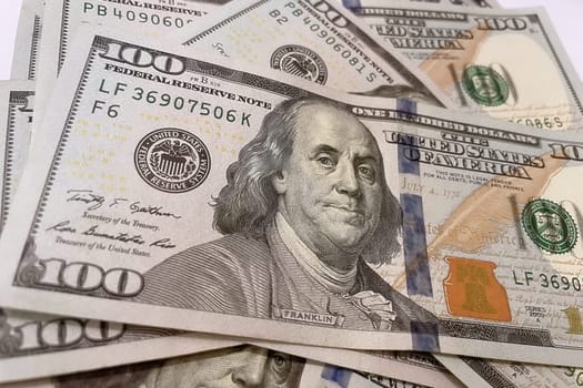 US Dollar Banknotes.A close-up view of various US dollar banknotes. Finance and economy concept.