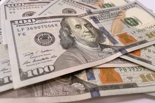 US Dollar Banknotes.A close-up view of various US dollar banknotes. Finance and economy concept.
