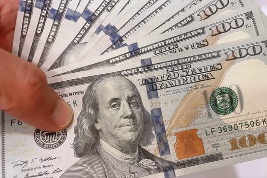 US Dollar Banknotes.A close-up view of various US dollar banknotes. Finance and economy concept.