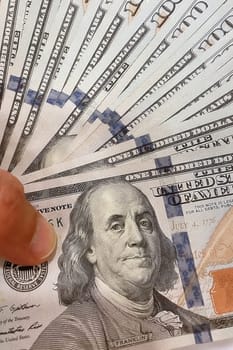 US Dollar Banknotes.A close-up view of various US dollar banknotes. Finance and economy concept.