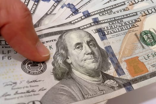 US Dollar Banknotes.A close-up view of various US dollar banknotes. Finance and economy concept.
