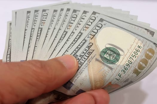 US Dollar Banknotes.A close-up view of various US dollar banknotes. Finance and economy concept.