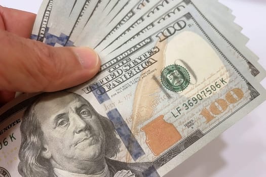 US Dollar Banknotes.A close-up view of various US dollar banknotes. Finance and economy concept.