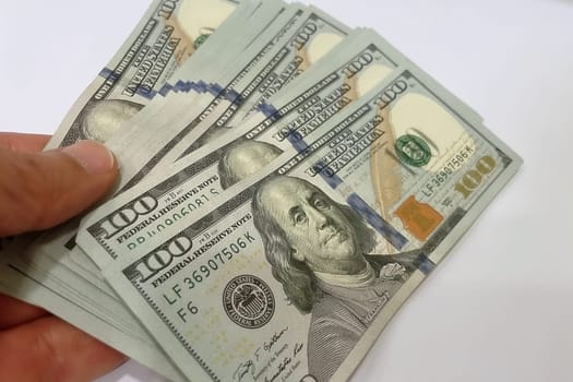 US Dollar Banknotes.A close-up view of various US dollar banknotes. Finance and economy concept.